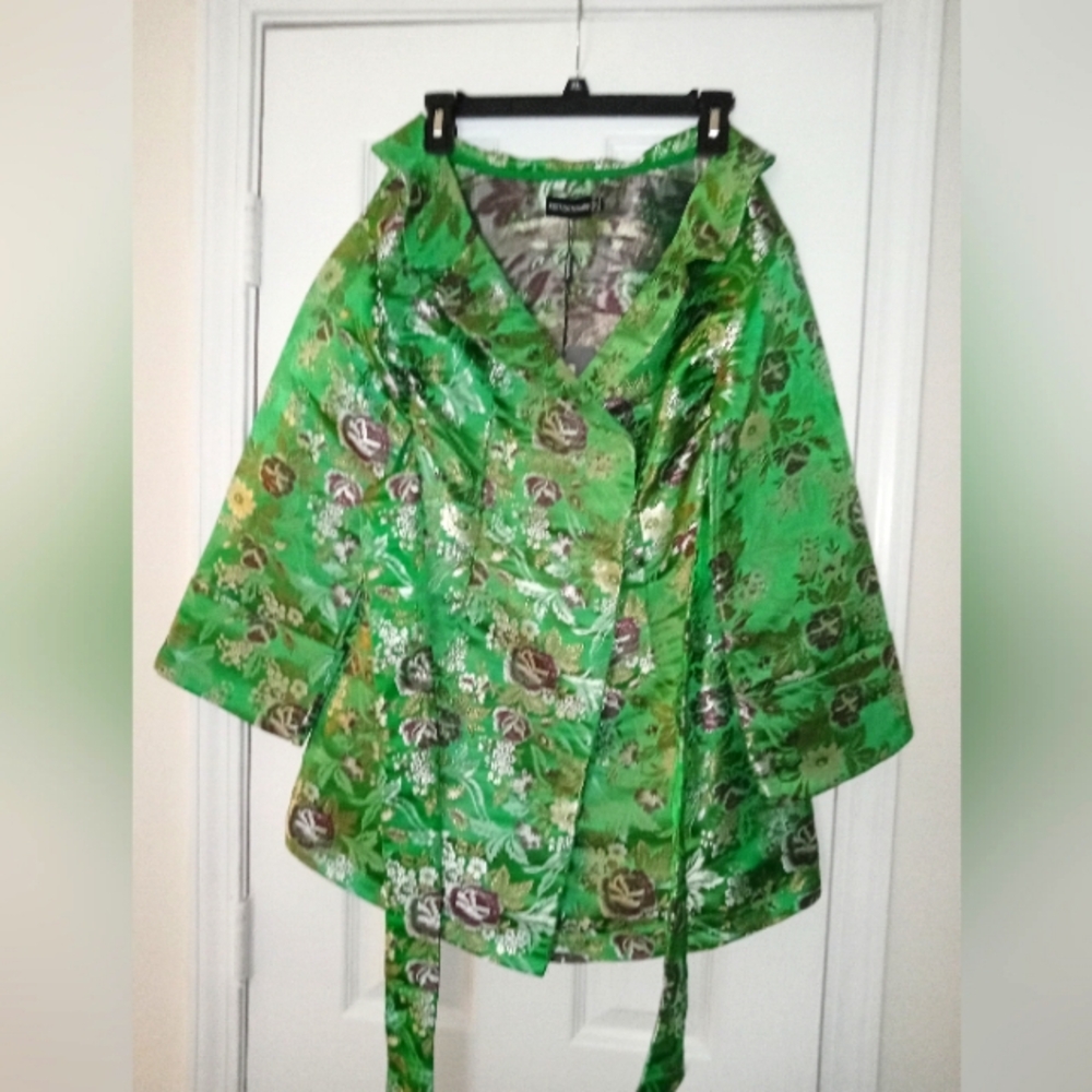 Jacquard Chinese Print Mini Dress w/ belt